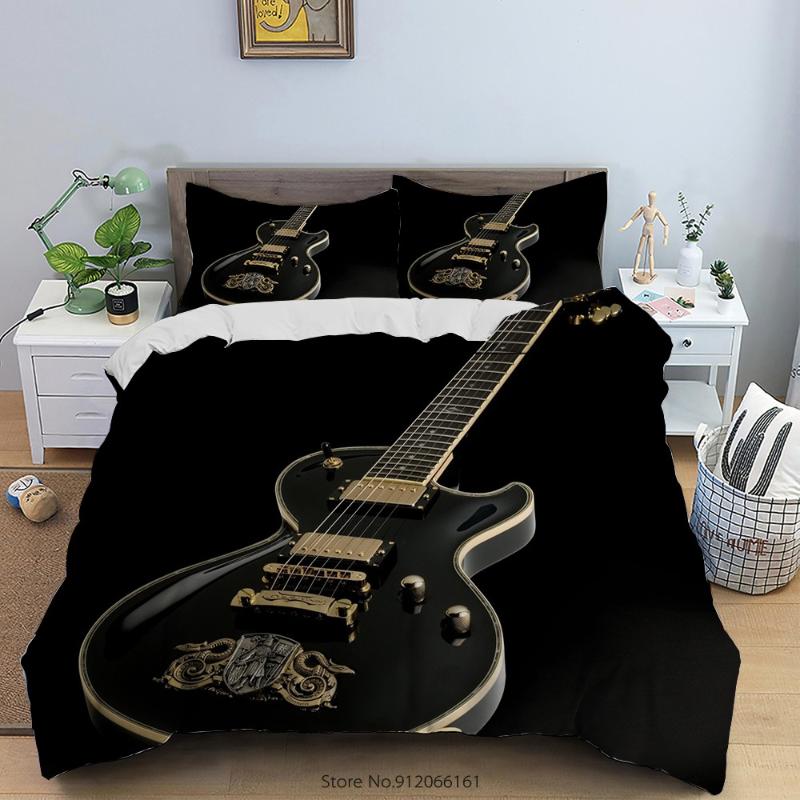 Bedding Sets 2/3Pcs Colorful Guitar Duvet Cover Musical Instrument Set 3D Print For Bedroom Bed Quilt Bedspreads Double