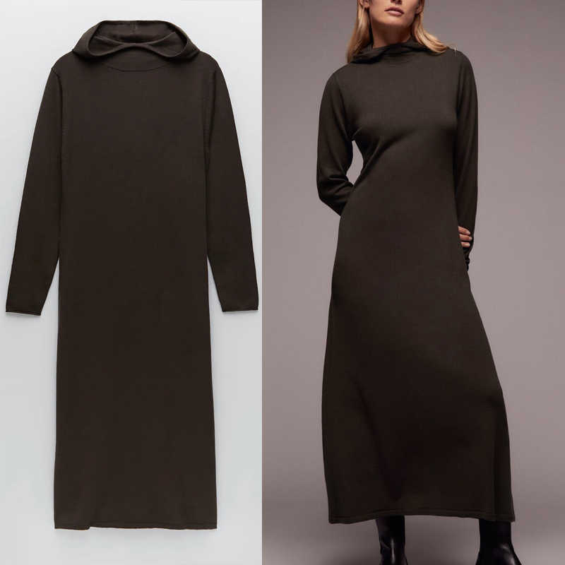 Za Hooded Knit Dress Women Elegant Long Sleeve Office Lady Dresses Woman Fashion Hoodie Autumn Long Kintted Vestidos 210602, As picture
Za Hooded Knit Dress Women Elegant Long Sleeve Office Lady Dresses Woman Fashion Hoodie Autumn Long Kintted Vestidos 210602, As picture