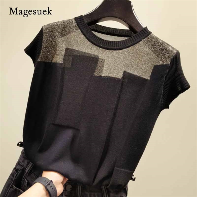 Korean Women O-neck Short Sleeve Pullover Fashion Thin Blouse Patchwork Ice Silk Knitted Tops Blusas Mujer De Moda 8796 210518, Black
Korean Women O-neck Short Sleeve Pullover Fashion Thin Blouse Patchwork Ice Silk Knitted Tops Blusas Mujer De Moda 8796 210518, Black