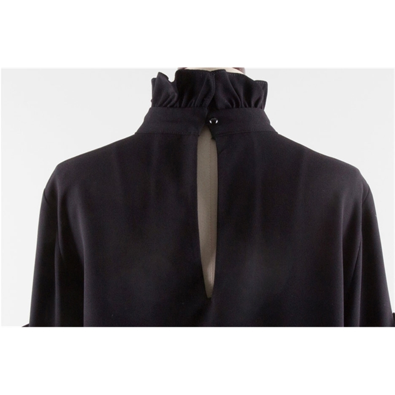 High QUALITY Spring Fashion Women's Long Sleeve Black Tops Elegant Femininity Ropa Mujer 210520