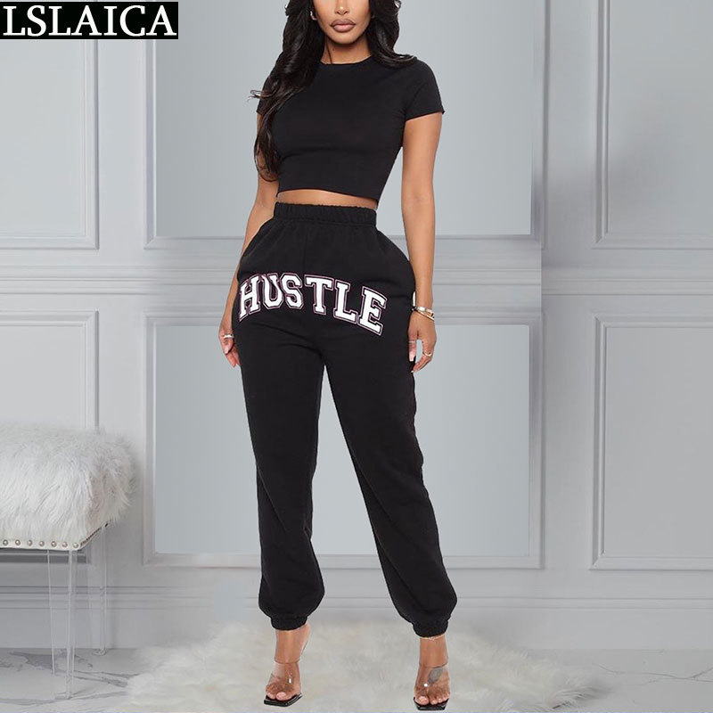 Fashion Woman Pants Streetwear Elegant Sports All-match Letter Print Casual Pocket Loose Pattern Femme Pantalon 210515