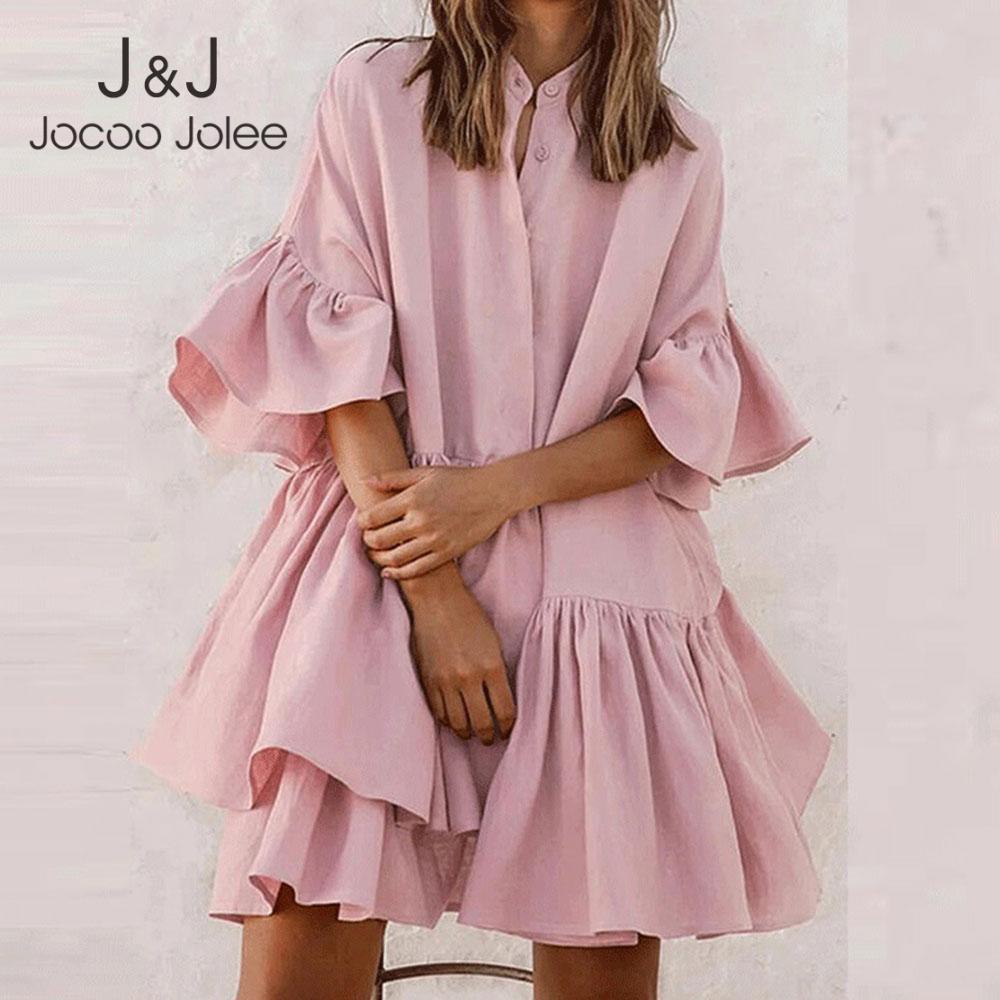 Jocoo Jolee Elegant Solid Ruffles Mini Dress Women Summer Half Sleeve Irregular Loose Dress Plus Size Beach Party Short Dress 210518, Pink
Jocoo Jolee Elegant Solid Ruffles Mini Dress Women Summer Half Sleeve Irregular Loose Dress Plus Size Beach Party Short Dress 210518, Pink