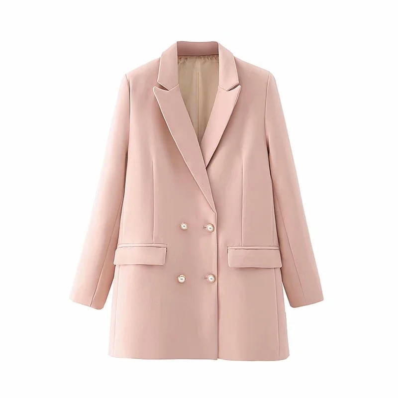 pink women slim long blazer jackets fashion ladies casual suits vintage female elegant blazers girls chic suit 210430