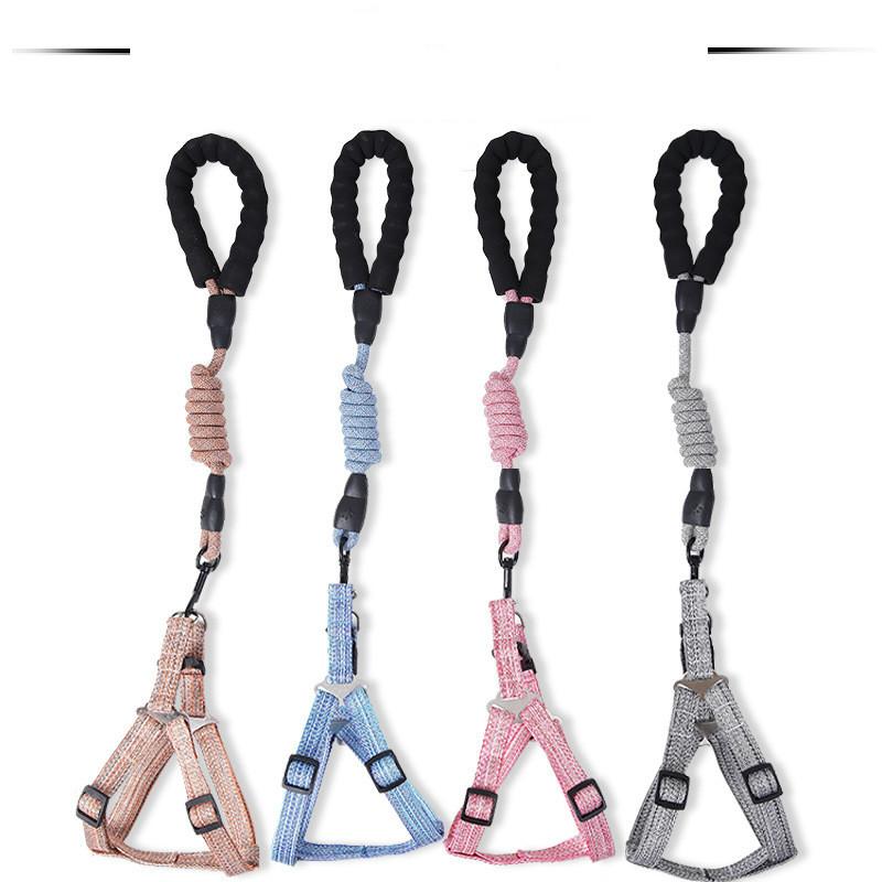 Dog Harness Leash Rope Set Adjustable Dogs Chest Back Traction Puppy Pet Nylon Durable Outdoor Walking Chain Belt Collars & Leashes