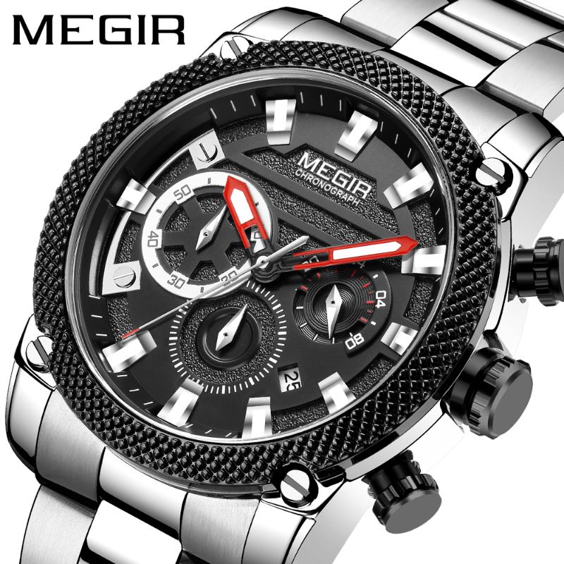 Wristwatches MEGIR Brand Business Quartz Watch Men Relogio Masculino Stainless Steel Army Military Watches Chronograph Wrist Clock, Black
Wristwatches MEGIR Brand Business Quartz Watch Men Relogio Masculino Stainless Steel Army Military Watches Chronograph Wrist Clock, Black