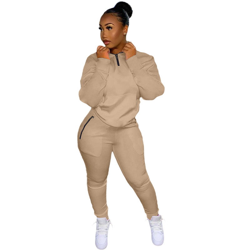 Fall Winter Women Tracksuits 2XL Long Sleeve Sweatsuits Pullover Hoodie Sweatpants Two Piece Set Workout Sportswear Active Wear Solid Outfits Wholesal