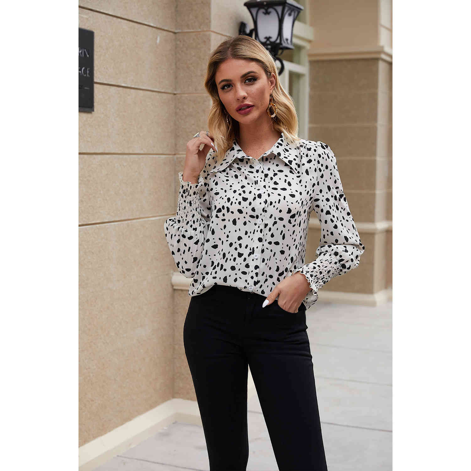 Foridol casual leopard print blouse tops women autumn winter office ladies blouse shirts long sleeve white tops 210415