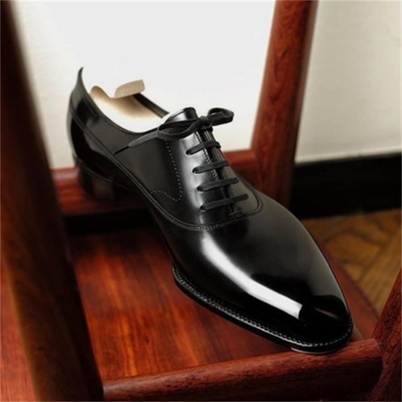 Autumn New Men Business Dress Oxford Shoes Lace Up Low Heel Pointed Pu Classic Comfortable Wedding Bridegroom Banquet DH348