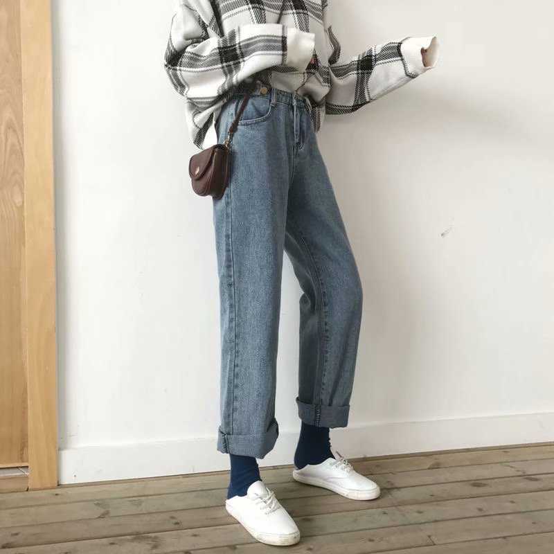Woman Jeans High Waist Clothes Wide Leg Denim Clothing Blue Streetwear Vintage Quality Fashion Harajuku Straight Pants 210922