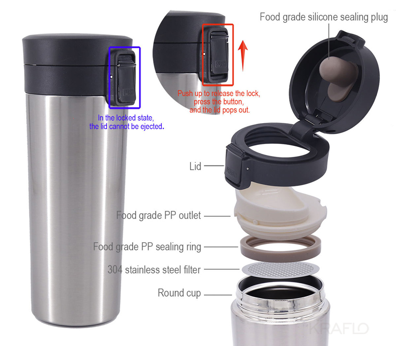Coffee thermal mug Stainless Steel coffee Thermos Tumbler Cup Vacuum Flask thermos Water Bottle Tea Mug Bouncing lid
