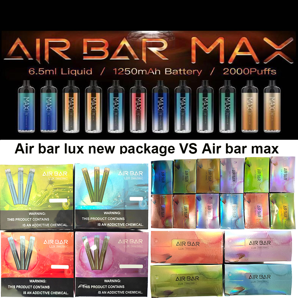 Air Bar max Lux Disposable cigarette Device Built-in 500mah Battery 2.7ml Vape Pods kit 1000 puffs Dab Pen Starter
Air Bar max Lux Disposable cigarette Device Built-in 500mah Battery 2.7ml Vape Pods kit 1000 puffs Dab Pen Starter