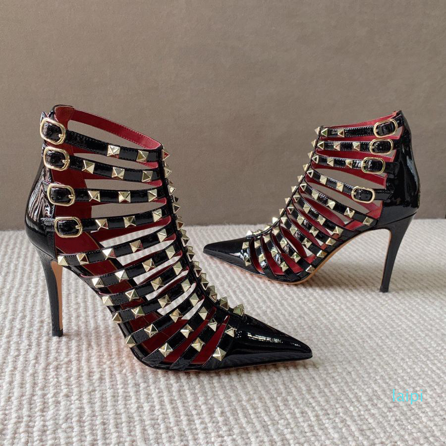 Designer- Women Patent Leather Boots Sexy Lady High Heel Golden Rivets Cut-outs Party Boot Fashion Luxurys Dress Shoes, 6cm
Designer- Women Patent Leather Boots Sexy Lady High Heel Golden Rivets Cut-outs Party Boot Fashion Luxurys Dress Shoes, 6cm