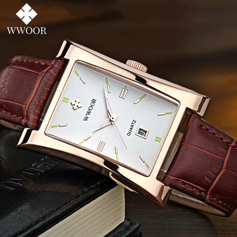 Wristwatches WWOOR Brand Classic Fashion Mens Rectangle Watches Male Gold Brown Leather Quartz Waterproof Wrist Watch For Men Calendar Clock, Gold white
Wristwatches WWOOR Brand Classic Fashion Mens Rectangle Watches Male Gold Brown Leather Quartz Waterproof Wrist Watch For Men Calendar Clock, Gold white