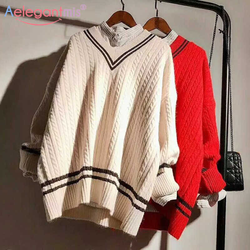 Aelegantmis Vintage Sweater Oversize Preppy Style V Neck Knitted Twisted Women Korea Autumn Winter Pullover Outwear Tops 210607, Khaki
Aelegantmis Vintage Sweater Oversize Preppy Style V Neck Knitted Twisted Women Korea Autumn Winter Pullover Outwear Tops 210607, Khaki