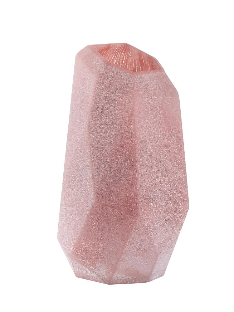 Nordic Modern Pink Geometric Marble Glass Vase Flower Arrangement Living Room Terrarium Containers Vases