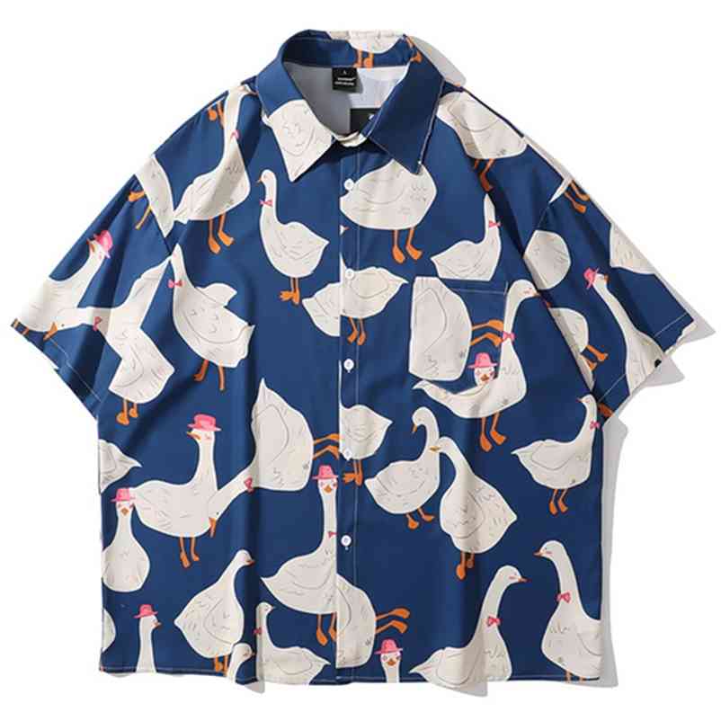 Summer Streetwear Shirts Men Short Sleeve Funny Goose Full Printed Hawaiian Beach Shirt Hip Hop Harajuku Korean Fashion Shirts 210708, Blue
Summer Streetwear Shirts Men Short Sleeve Funny Goose Full Printed Hawaiian Beach Shirt Hip Hop Harajuku Korean Fashion Shirts 210708, Blue