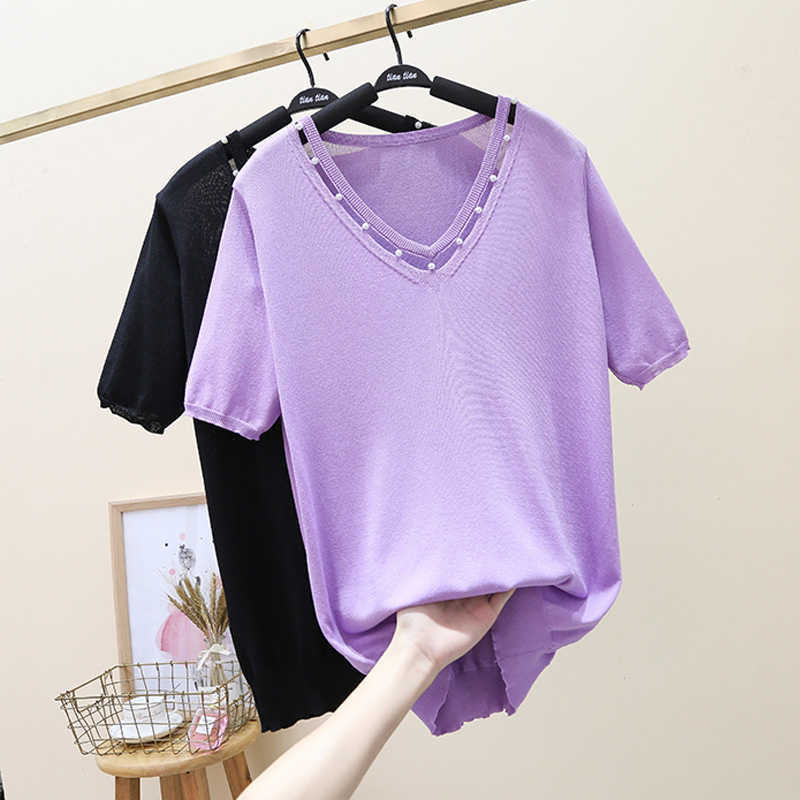 Korean Style Loose Sweater Women Pullover Casual V neck short Sleeve Oversized beading Knit Sweater Female Jumpers Split solid 210604, Purple
Korean Style Loose Sweater Women Pullover Casual V neck short Sleeve Oversized beading Knit Sweater Female Jumpers Split solid 210604, Purple