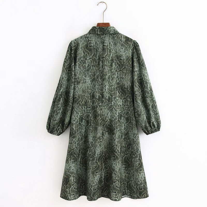 Dress Spring Animal Snake Skin Prints Long Sleeve Women Mini Dresses 210602