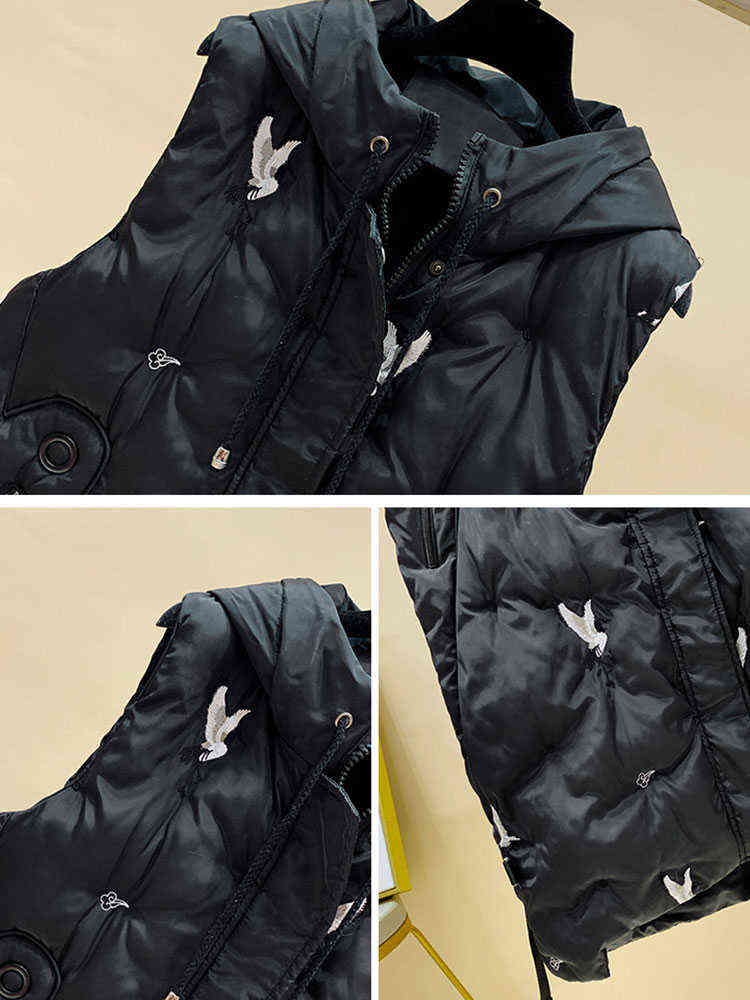 Women's Winter Long Vests Sleeveless 5XL Plus Size Black Down Cotton Jackets Female Oversized Warm Coats Vest for Women 211120