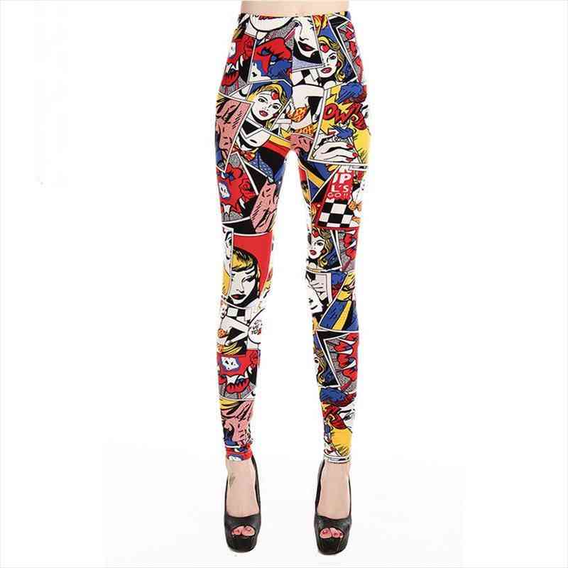 high waist cartoon comic beauty women legging print trousers soft casual elastic pant, Black
high waist cartoon comic beauty women legging print trousers soft casual elastic pant, Black