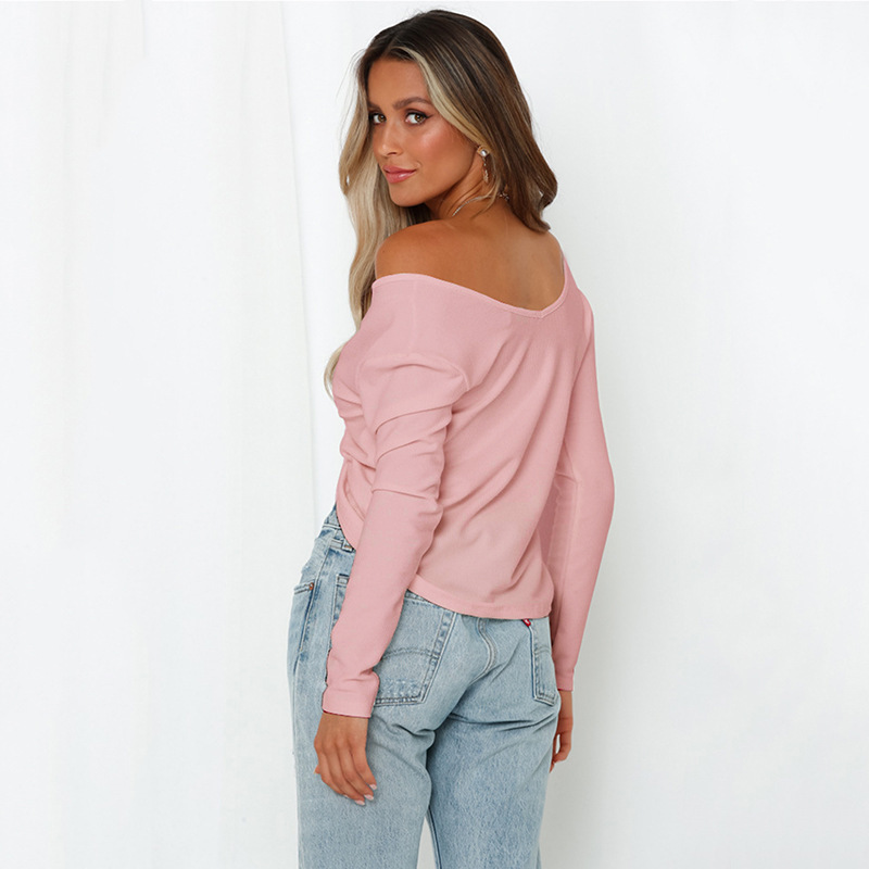 Aurumn Winter Fashion Cross Knitted Tops Women Sexy Solid Full Sleeve V- Neck Top New 210413