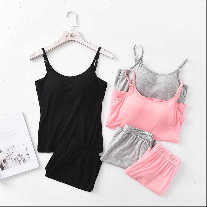 summer cotton shorts womens sleepwears set camisole shirt pant pajamas bra padded sleepwear suit pijama feminino, Black;red
summer cotton shorts womens sleepwears set camisole shirt pant pajamas bra padded sleepwear suit pijama feminino, Black;red