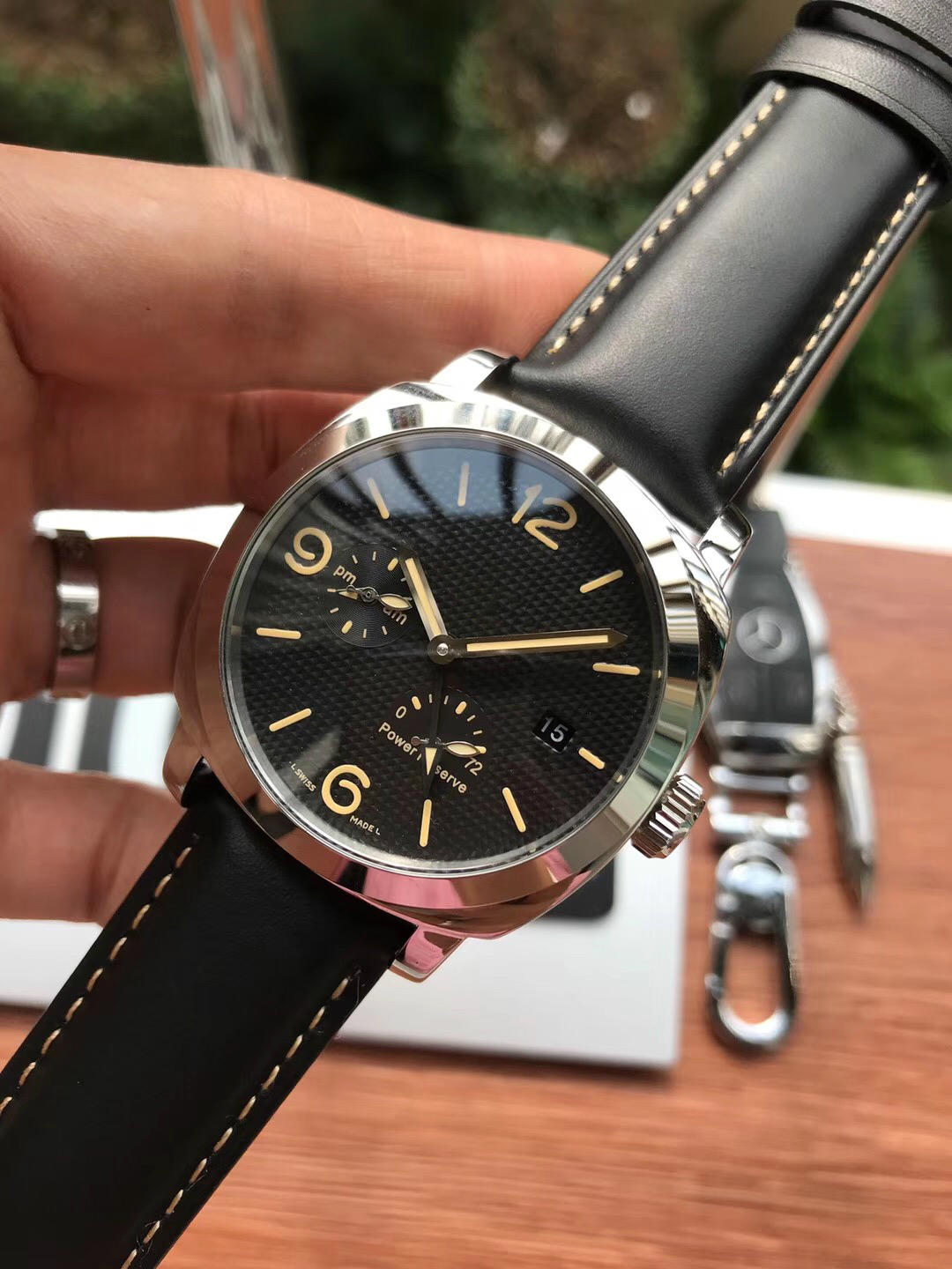 Power Reserve Automatic Movement Pam watches with Leather Strap 44mm Case wristwatch 44MM men watches290Q, Black
Power Reserve Automatic Movement Pam watches with Leather Strap 44mm Case wristwatch 44MM men watches290Q, Black