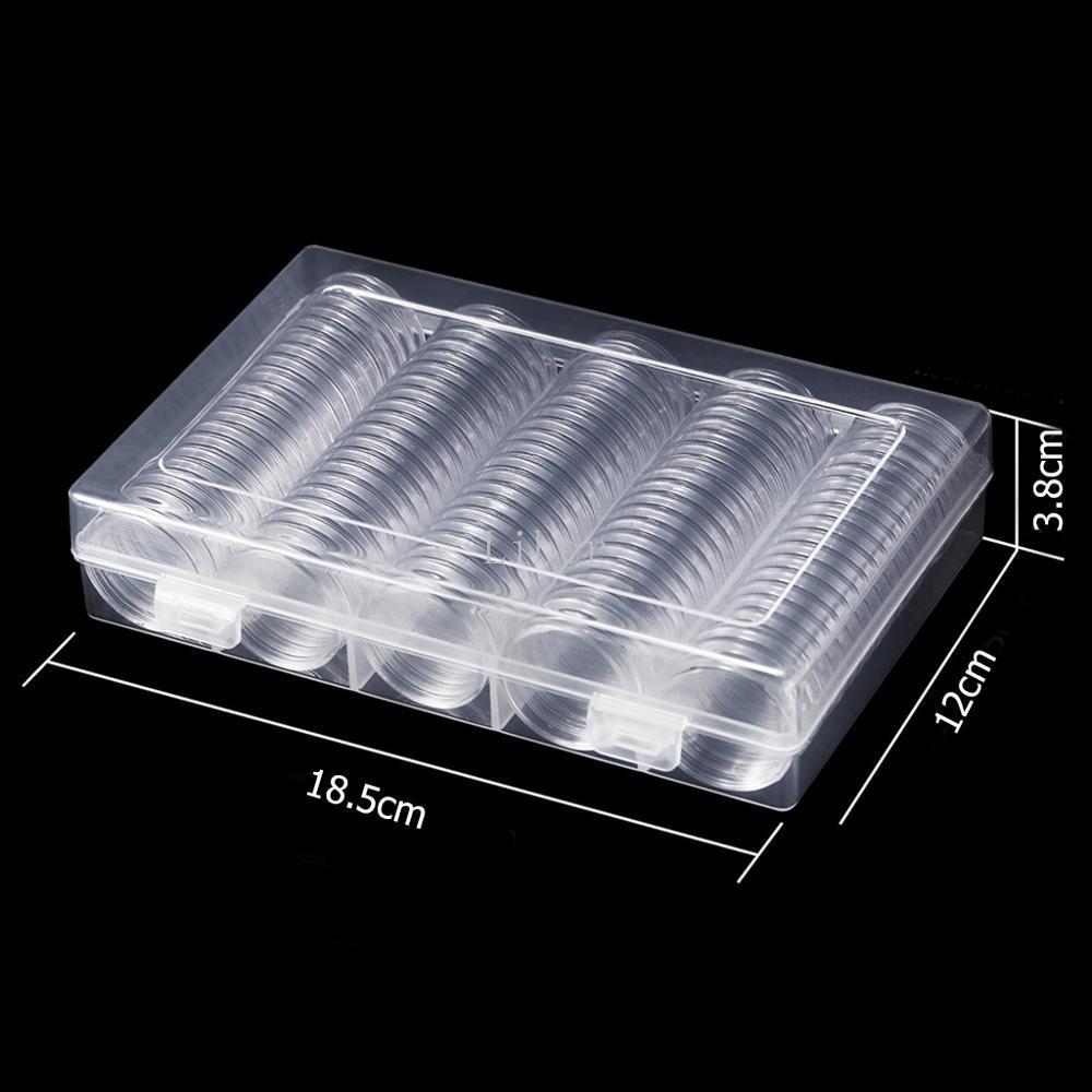 100pcs Plastic Clear Coin Capsules 27mm 30mm Transparent Coin Holder Round Storage Box Case Commemorative Coin Medal Collection 210331
