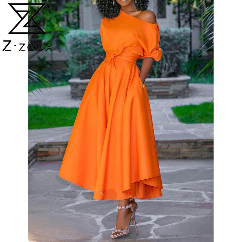 Women Dress One Shoulder Short Sleeve Maxi es High Waisted Big Swing Long Plus Size Summer Clothes For 210524, Dark blue
Women Dress One Shoulder Short Sleeve Maxi es High Waisted Big Swing Long Plus Size Summer Clothes For 210524, Dark blue
