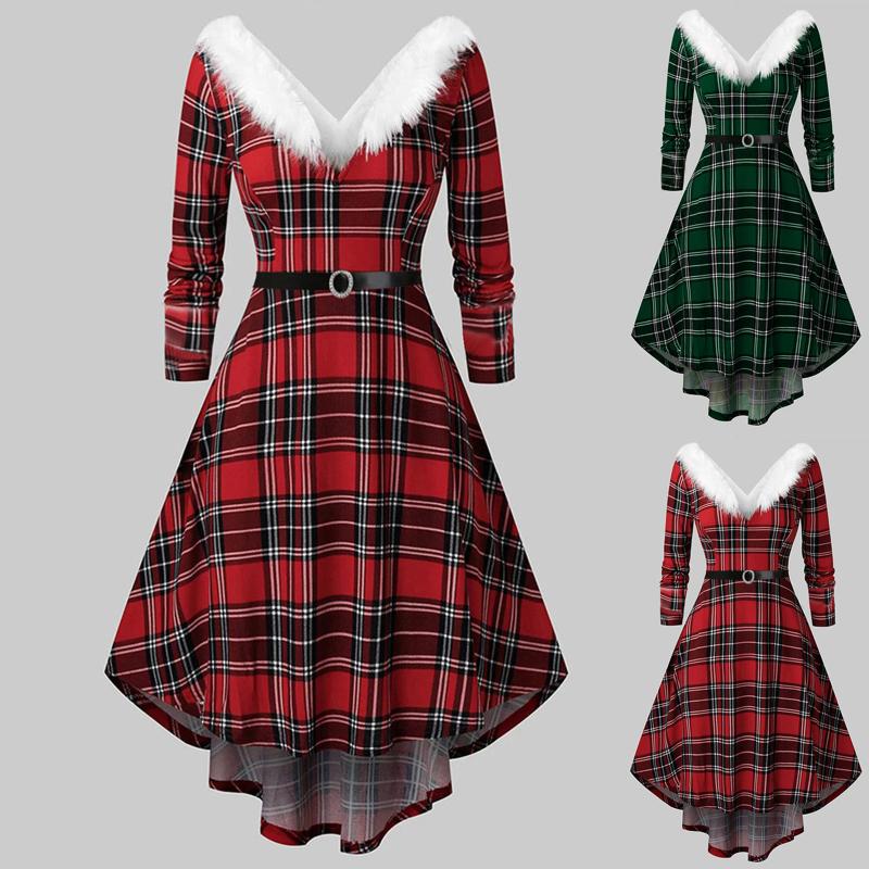 Casual Dresses Women's Autumn Dress Long Sleeve Christmas Printed Furry V-neck Draw Back Swing Elegant Evening Party Vestidos, Black
Casual Dresses Women's Autumn Dress Long Sleeve Christmas Printed Furry V-neck Draw Back Swing Elegant Evening Party Vestidos, Black