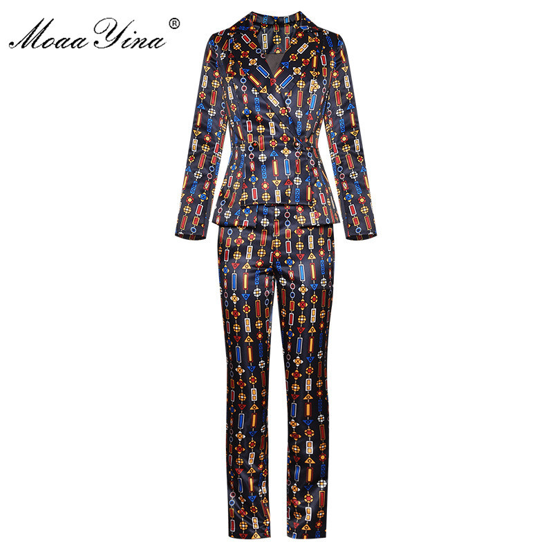 Fashion Designer Suit Autumn Winter Women Long sleeve Stripe Print Tops+Trousers Two-piece set 210524, Black
Fashion Designer Suit Autumn Winter Women Long sleeve Stripe Print Tops+Trousers Two-piece set 210524, Black