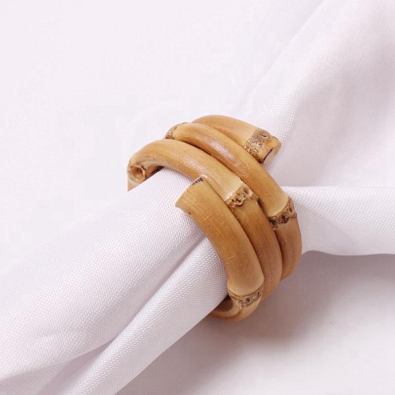 Napkin Rings LUDA 12 Pack Home Dinner Table Serviette Buckles Eye-Catching Round Bamboo Husk Decoration For Wedding