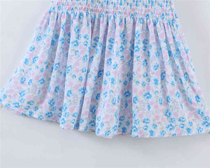 Summer Blogger Style Lovely Chic Floral Print Mini Dress Women Sweet Ruffles O-neck Tight Dresses Female 210514