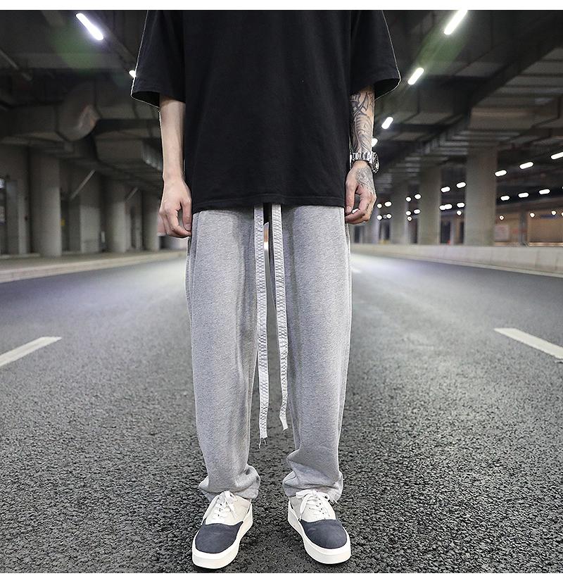 The Sixth Season Of Straight Loose-fitting Pants, High Street Style Entry Solid Color Wild Terry Drape Casual Pants Men's