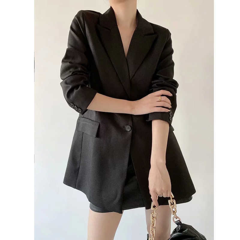 XITIMEAO Women Fashion Office Wear Waistless Suit Blazer Coat Vintage Long Sleeve Pockets Female Suit Skirt Chic Tops 210602