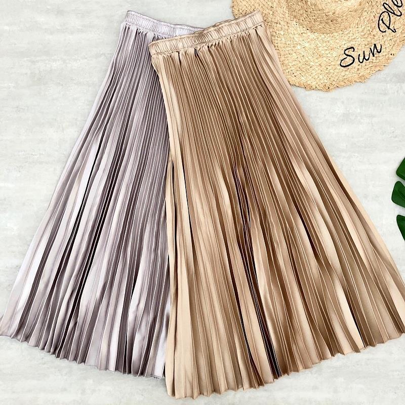 Casual Dresses Spring Metallic Korean A-line Long Pleated Skirts Candy Glossy Fabric Draped Accordion Ankle Golden Silver Blue ZQF
Casual Dresses Spring Metallic Korean A-line Long Pleated Skirts Candy Glossy Fabric Draped Accordion Ankle Golden Silver Blue ZQF