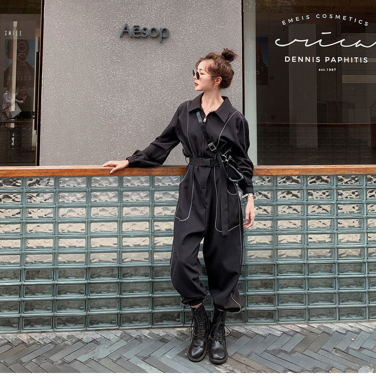 Women's Jumpsuits & Rompers 2021 spring waist loose tight ankle-tied slimming harem lasso-up overalls, Black
Women's Jumpsuits & Rompers 2021 spring waist loose tight ankle-tied slimming harem lasso-up overalls, Black