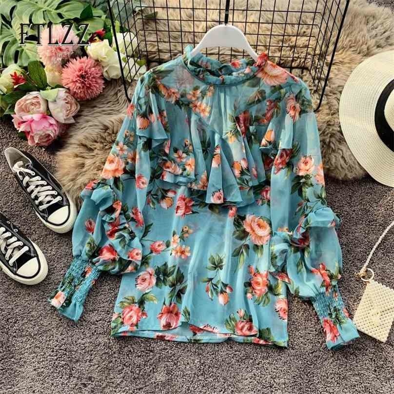 Spring Autumn Ruffle Chiffon Blouse Women Stand Collar Flower Printed Tops Korean Ladies Long Sleeve Vintage Blusas Mujer 210525
Spring Autumn Ruffle Chiffon Blouse Women Stand Collar Flower Printed Tops Korean Ladies Long Sleeve Vintage Blusas Mujer 210525