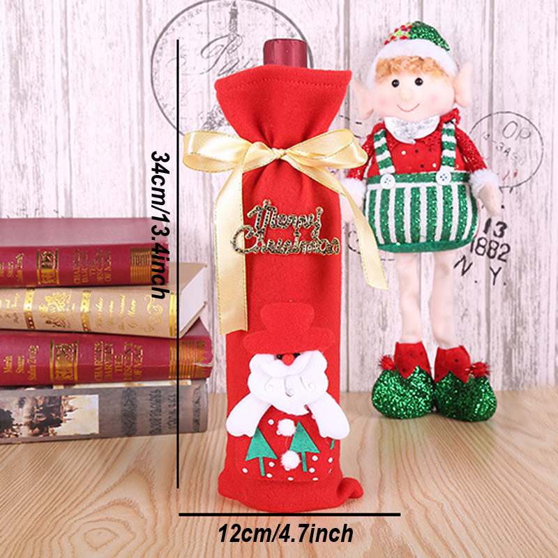 Christmas Decorations Santa Claus Bottles Non-woven Gift Bags Champagne Wine Sets DH0201 Free shipping