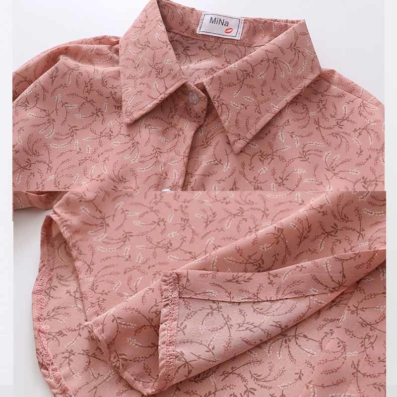 Long Sleeve Chiffon Floral Blouse Casual Autumn Korean Style Women Print Lapel Cardigan Single Pocket Shirts Blusas 11330 210508