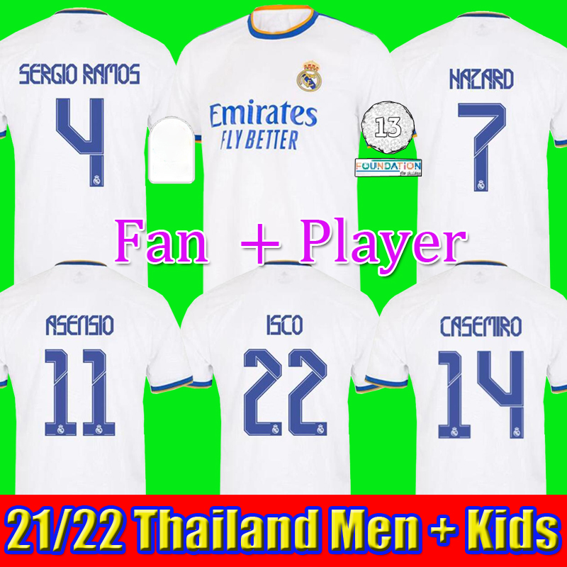 REAL MADRID jerseys 20 21 soccer jersey HAZARD SERGIO RAMOS BENZEMA VINICIUS ISCO JAMES camiseta football shirt uniforms men + kids kit sets, Home + patch
REAL MADRID jerseys 20 21 soccer jersey HAZARD SERGIO RAMOS BENZEMA VINICIUS ISCO JAMES camiseta football shirt uniforms men + kids kit sets, Home + patch
