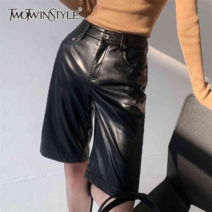 Casual Pu Short For Female High Waist Loose Wide Leg Straight Pure Color Women' 210521, Black
Casual Pu Short For Female High Waist Loose Wide Leg Straight Pure Color Women' 210521, Black