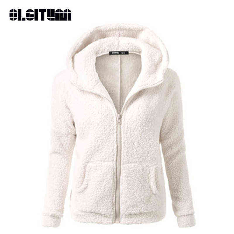 Autumn Winter Warm Jacket Women Hooded S-5XL Casual Female Hoodies Sweatershirt Zipper Coat Solid Soft Fleece Women Coat 211109