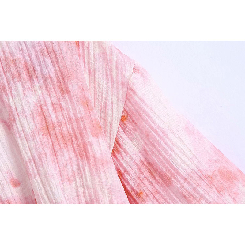 Summer Women 2 Pieces Set Tie Dye Long Sleeve Cropped Shirt And Shorts Suit Chic Lady Fashion Casual 210517