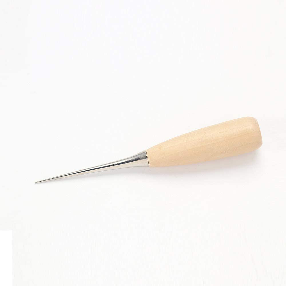 1PC Leather Sewing Awl Wood Handle Drillable Awl Pin Punch Hole Shoes Repair Tool Hand Stitcher Leather Craft Needle