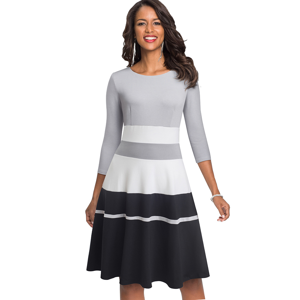 2021nice-forever retro elegant contrast color patchwork vestidos business party flare a-line women winter dress a173, Black;gray
2021nice-forever retro elegant contrast color patchwork vestidos business party flare a-line women winter dress a173, Black;gray