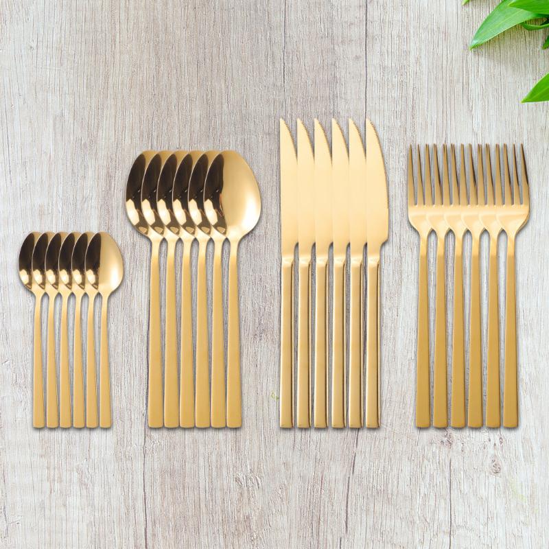 Dinnerware Sets 24Pcs Gold Set Stainless Steel Kids Cutlery Fork Spoon Knive Kitchen Tableware Golden
Dinnerware Sets 24Pcs Gold Set Stainless Steel Kids Cutlery Fork Spoon Knive Kitchen Tableware Golden