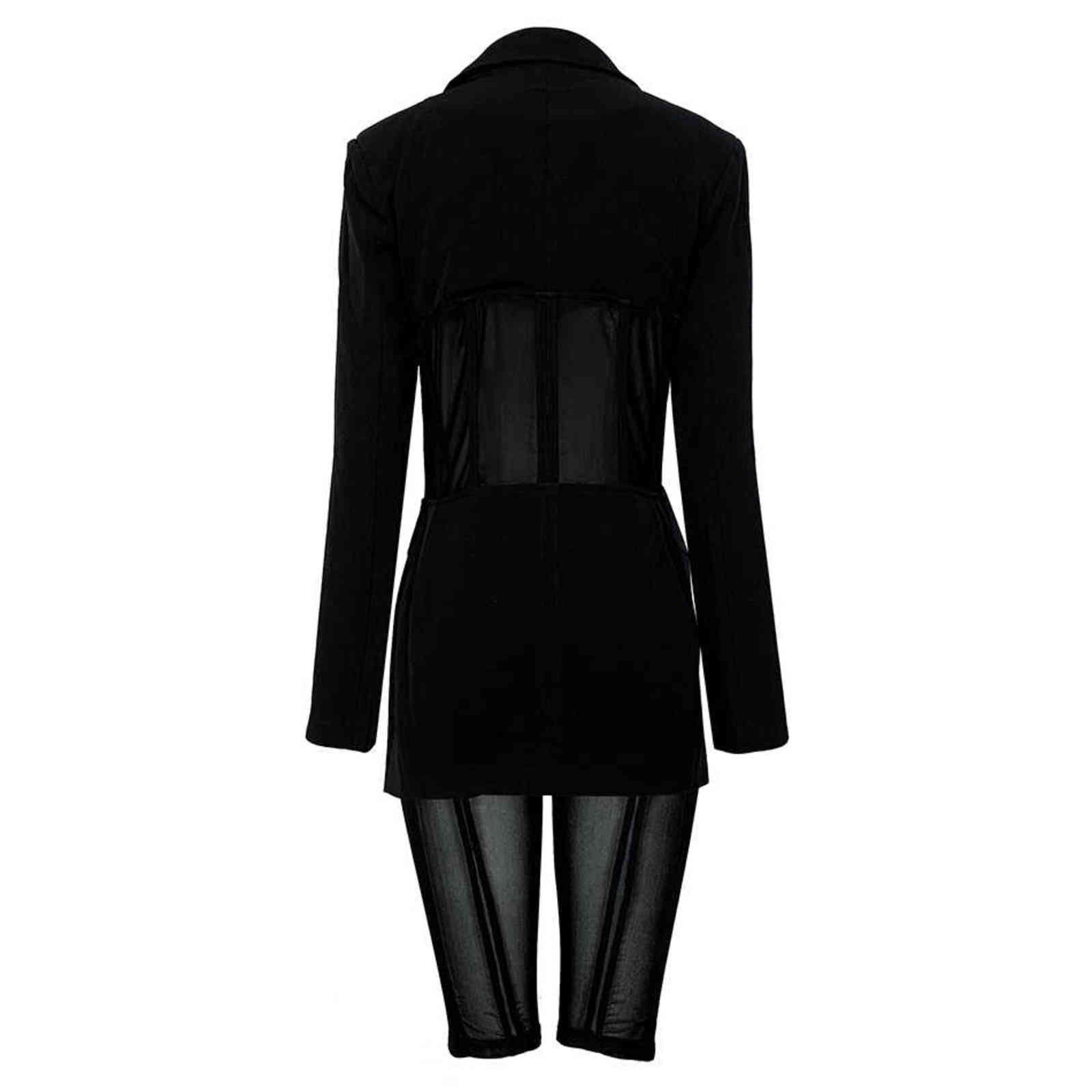 Ciara Amas Inspired Black Suit Set Blazer with Sheer Panels and Leggings 211105