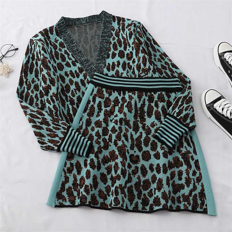 Leopard Print And Autumn Retro V Neck Single Breasted Long Sleeved Cardigan Temperament Skirt 2 Piece Suit 211108, Card color
Leopard Print And Autumn Retro V Neck Single Breasted Long Sleeved Cardigan Temperament Skirt 2 Piece Suit 211108, Card color
