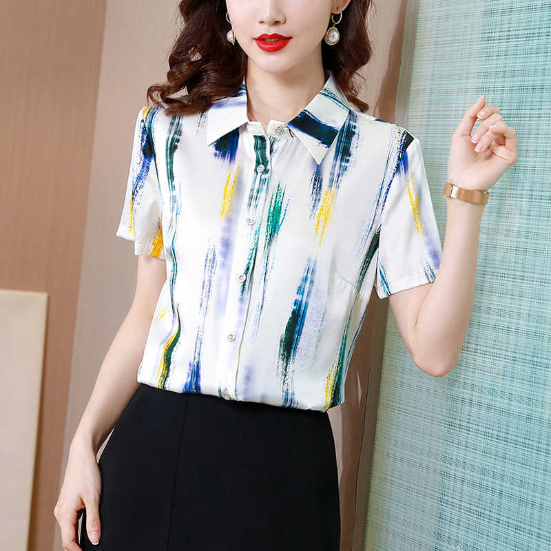 Women' Summer Blouses Silk for Women Printing Short Sleeve Shirt Clothing Polo Neck Female Shirts OL 210604, Picture color
Women' Summer Blouses Silk for Women Printing Short Sleeve Shirt Clothing Polo Neck Female Shirts OL 210604, Picture color